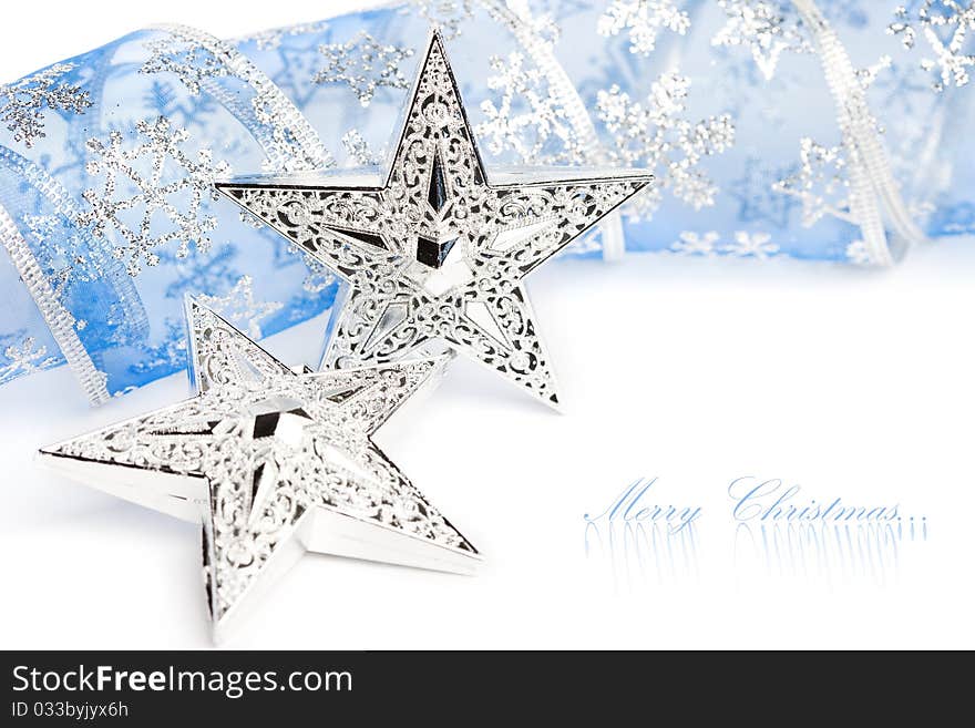 Christmas stars with festive ribbon