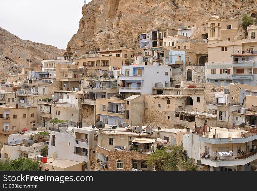 Village Maalula and rock near Damascus, Syria. Village Maalula and rock near Damascus, Syria