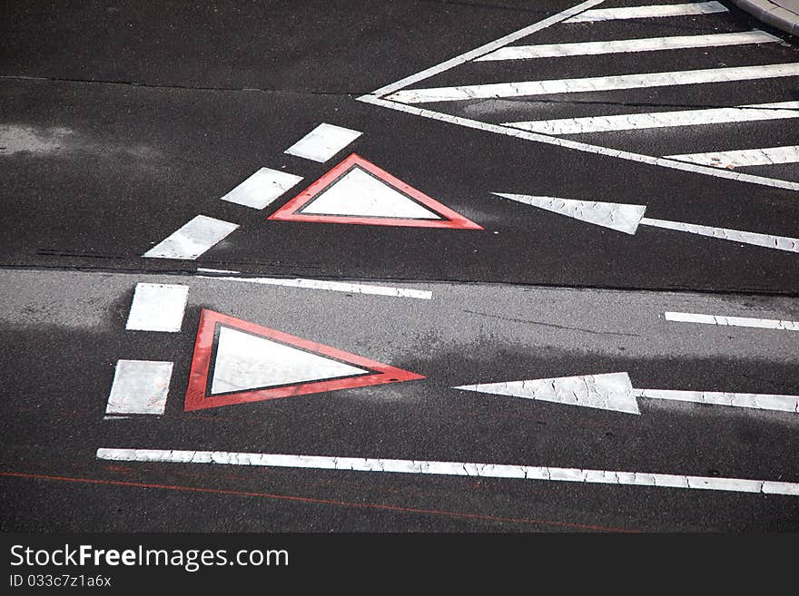 Yield Sign Marked At The Street In Vienna