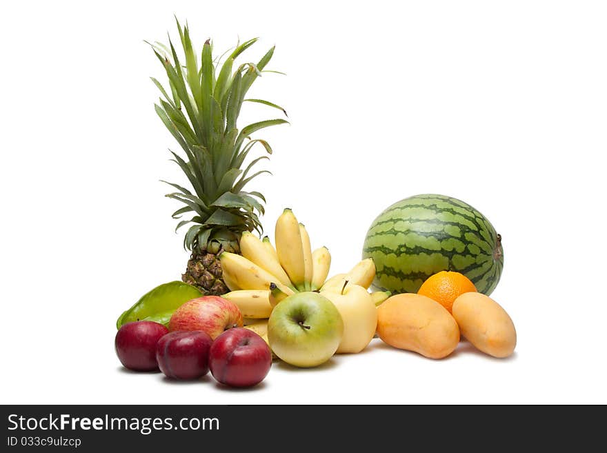 Group of fruits isolated on a white background
