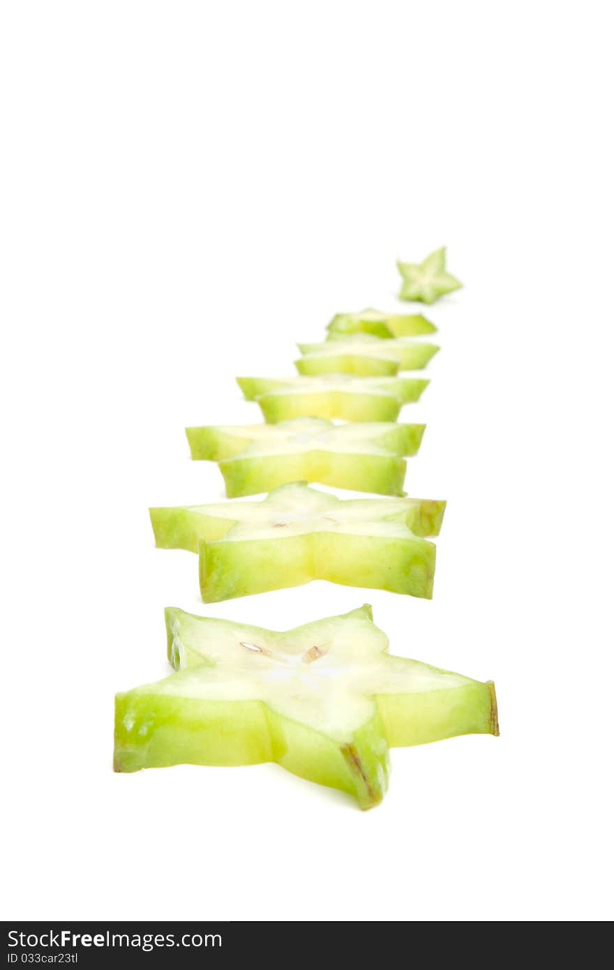 Carambola slices path isolated on a white background