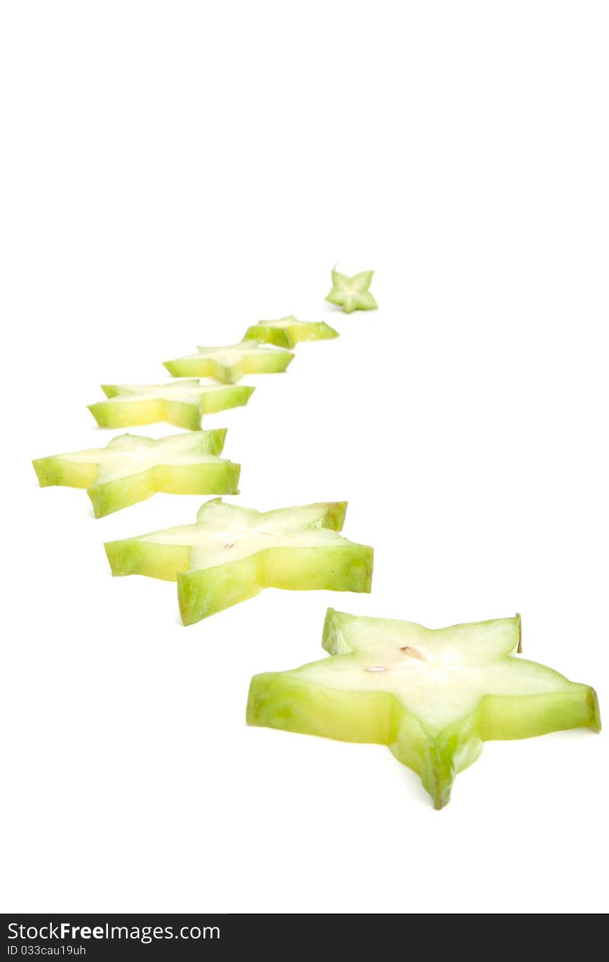 Carambola slices path isolated on a white background