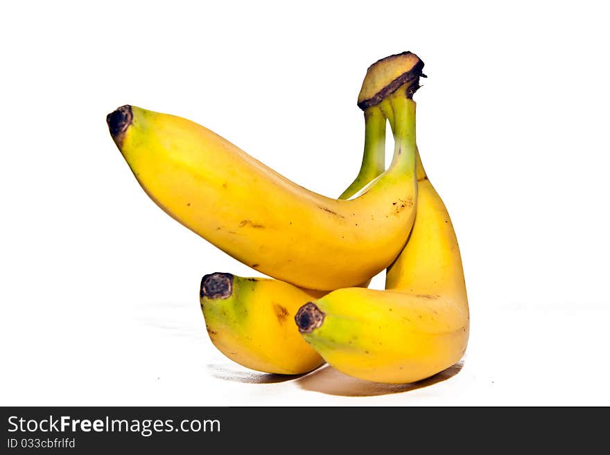 Close up view of banana isolated on white