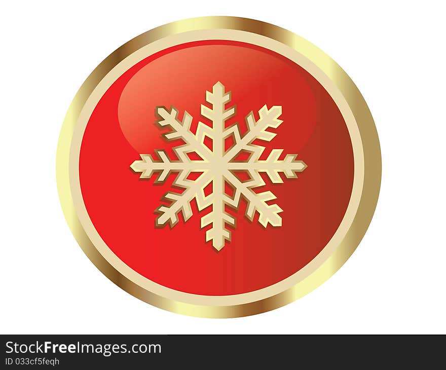Gold snow flake with circle red background