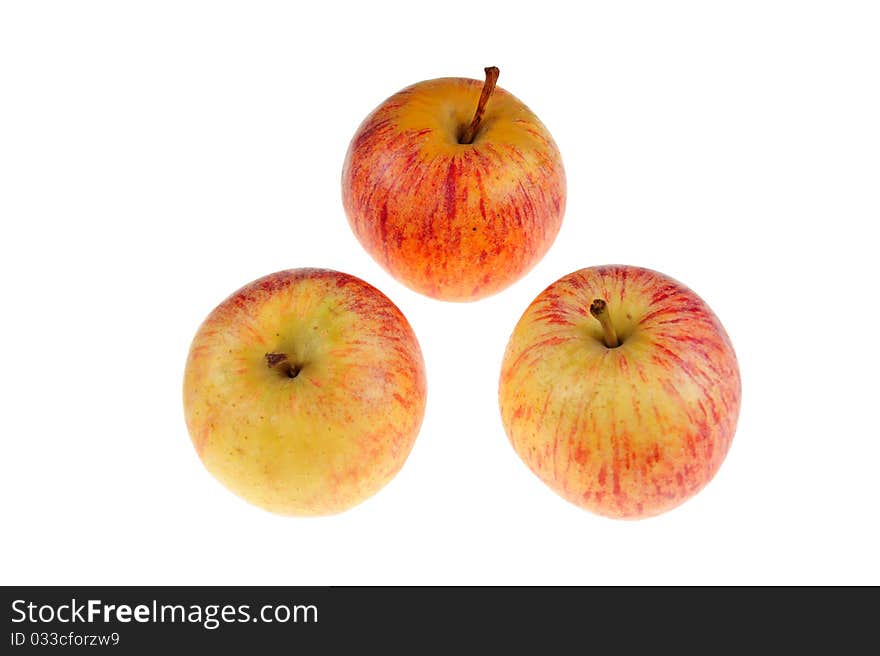 Red apples on white background