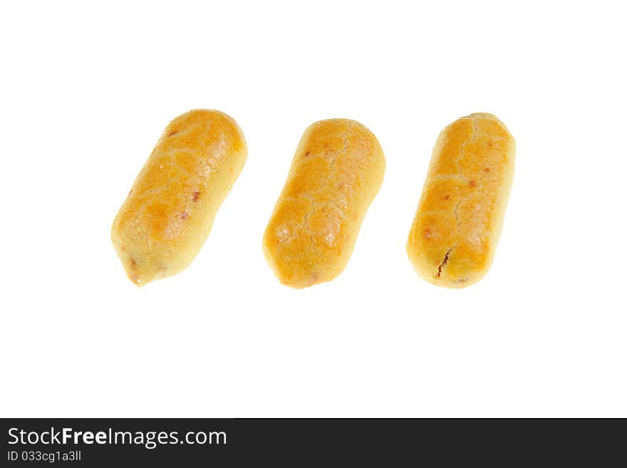 Pineapple cookies on white background