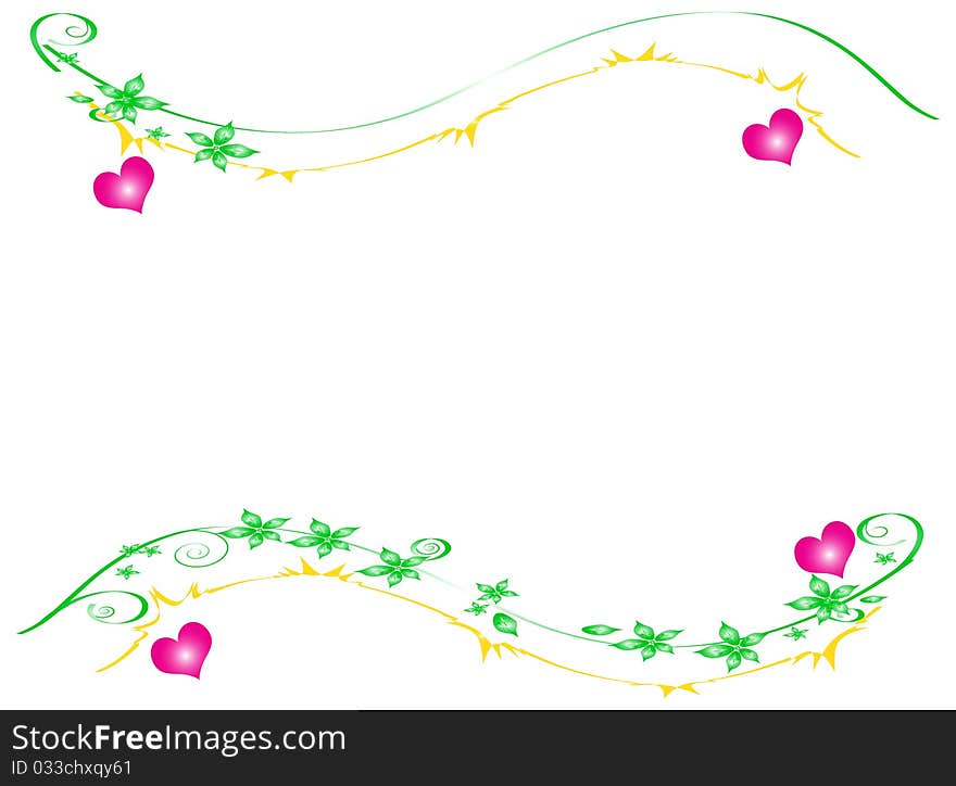 Detail floral leaves with heart abstract background