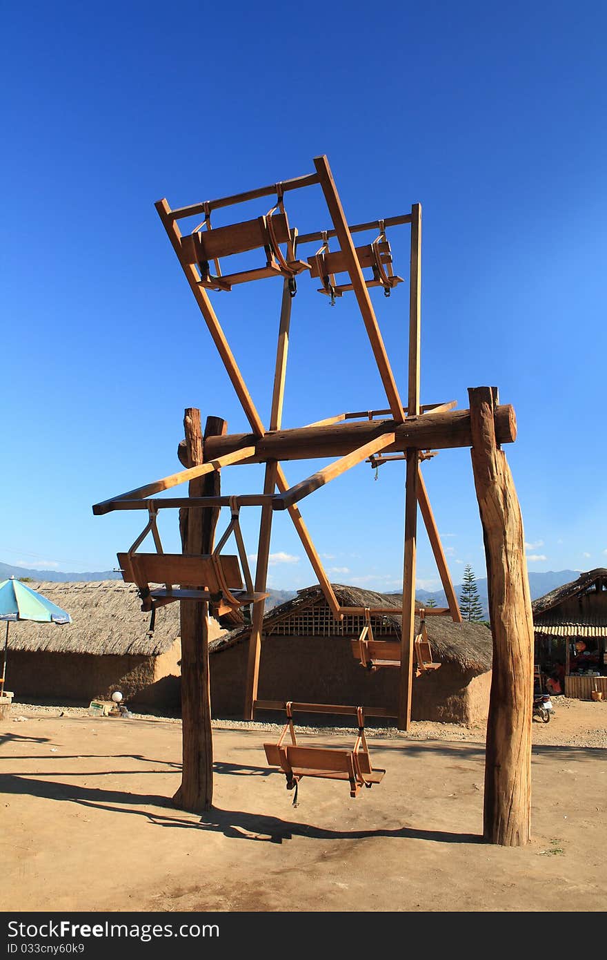 Swing made of wood in Northern Thailand. Swing made of wood in Northern Thailand