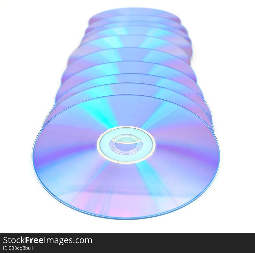 Computer disks on a white background