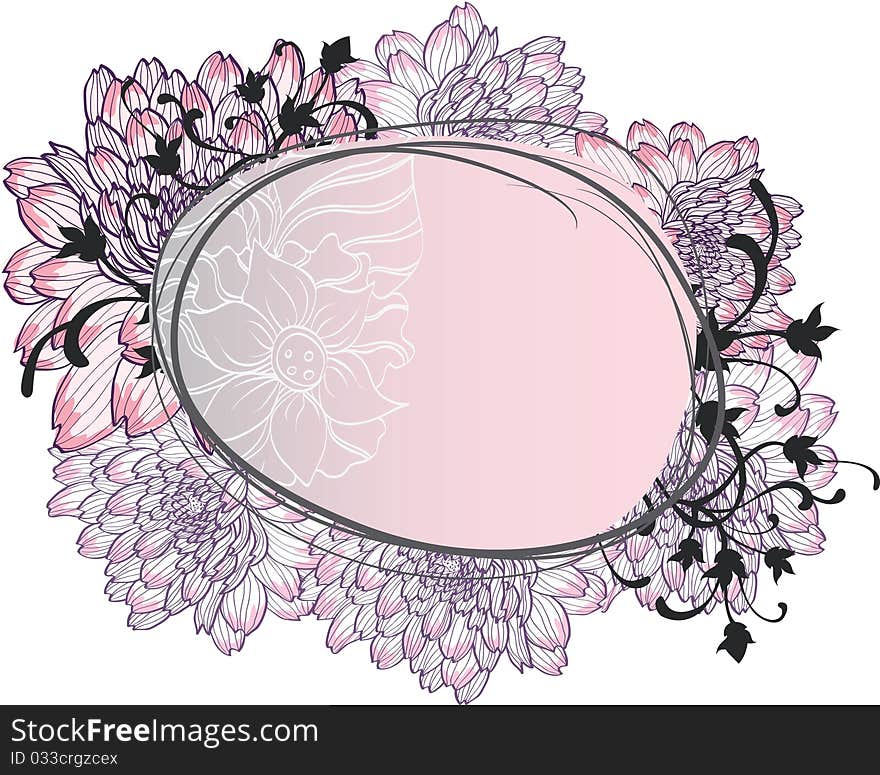 Pink frame with decorative chrysanthemums