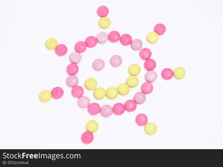 A sun made out with different color candies. A sun made out with different color candies