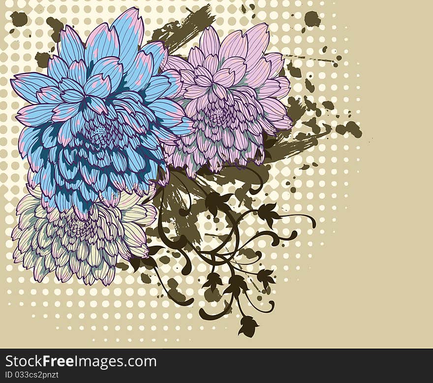 Background with decorative chrysanthemums