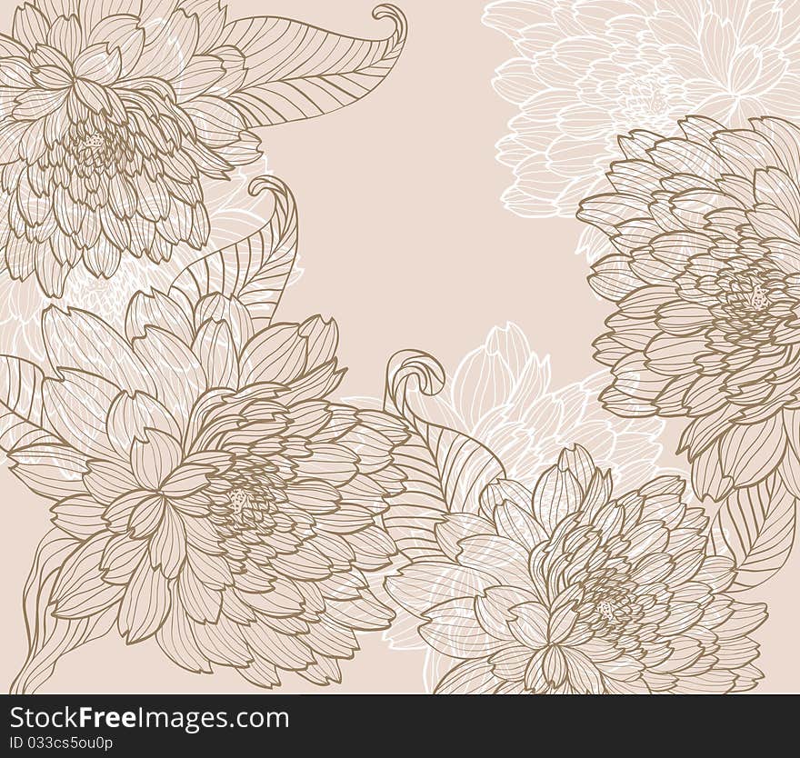 Background with brown decorative flowers. Background with brown decorative flowers