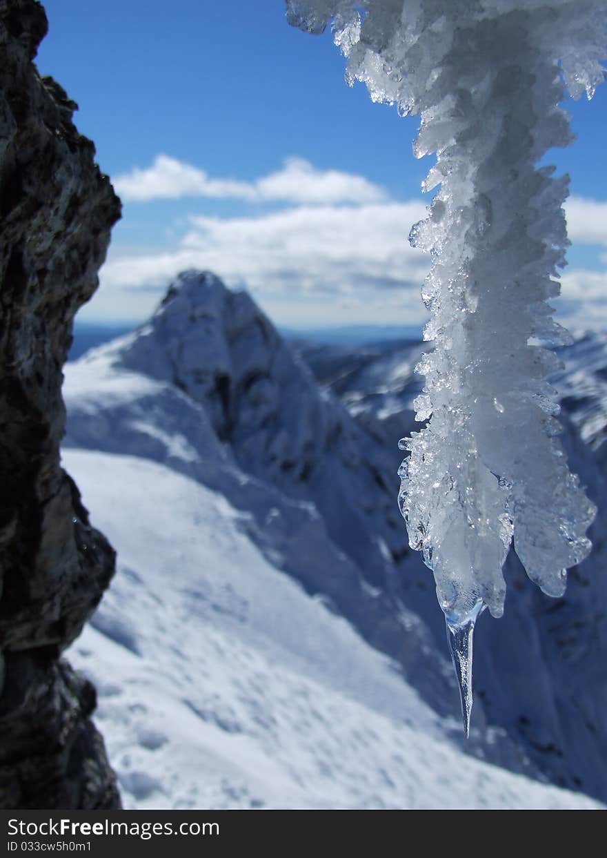 Icicle on ridge