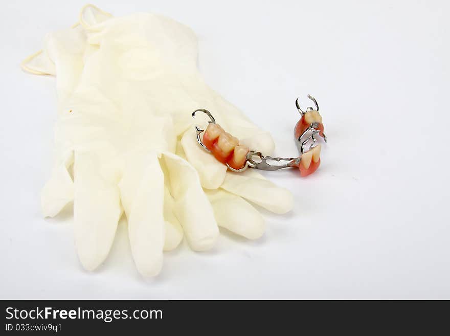 Artificial teeth on white background. Artificial teeth on white background.