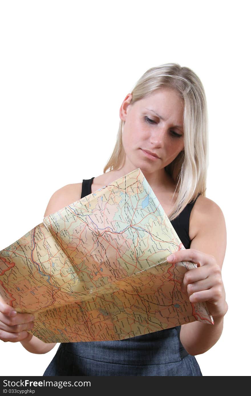 Woman read the map