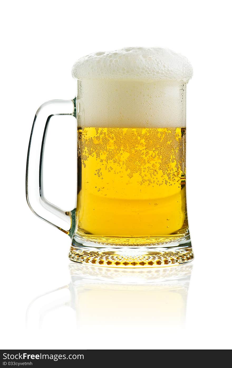 Glass of beer isolated on white