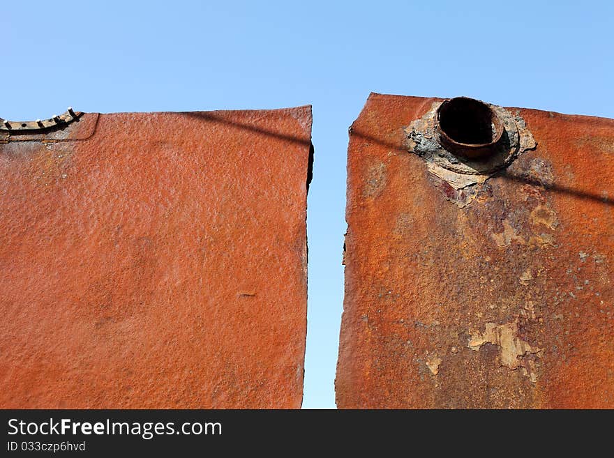 Rusted metal and blue sky