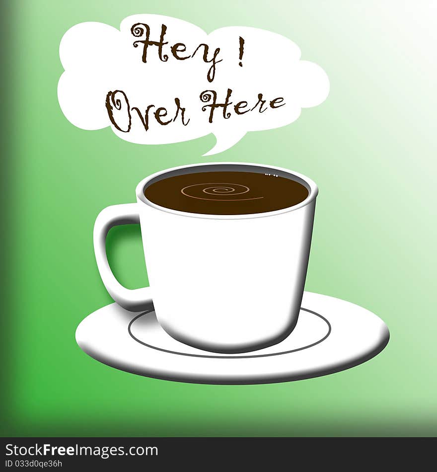 Cup of coffee on green background illustration. Cup of coffee on green background illustration