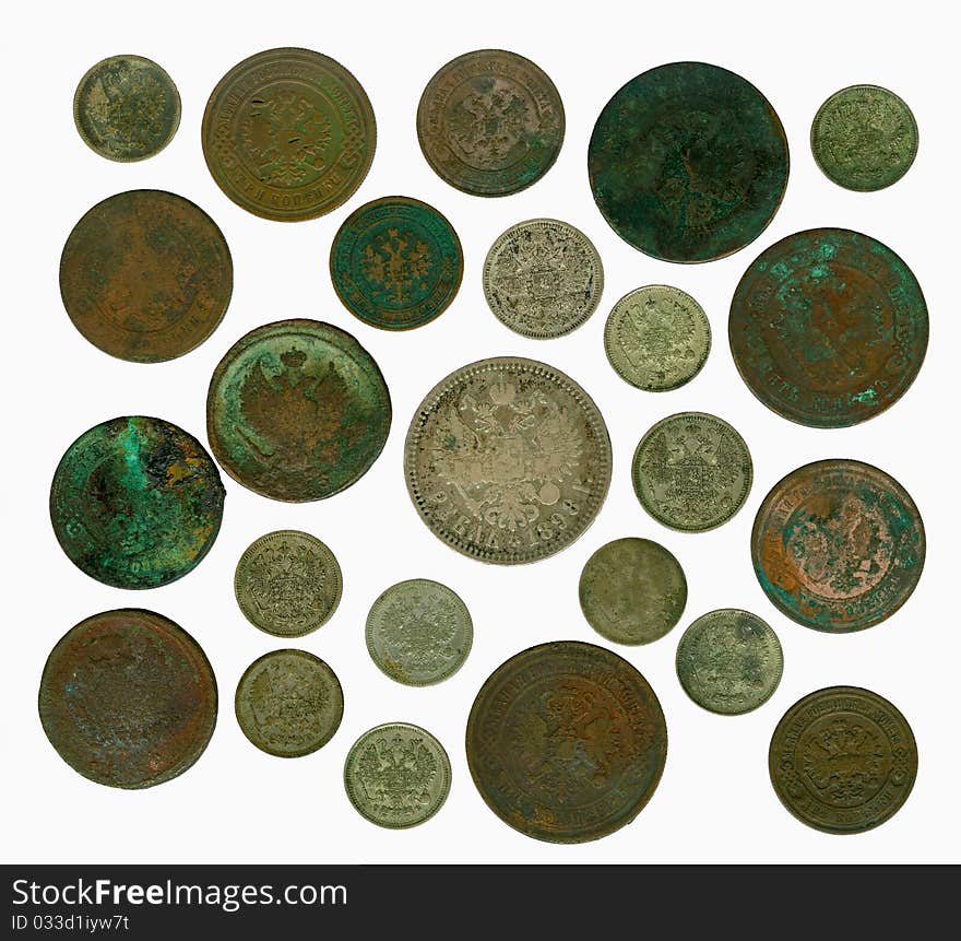 Set of old Russian coins. Reverse