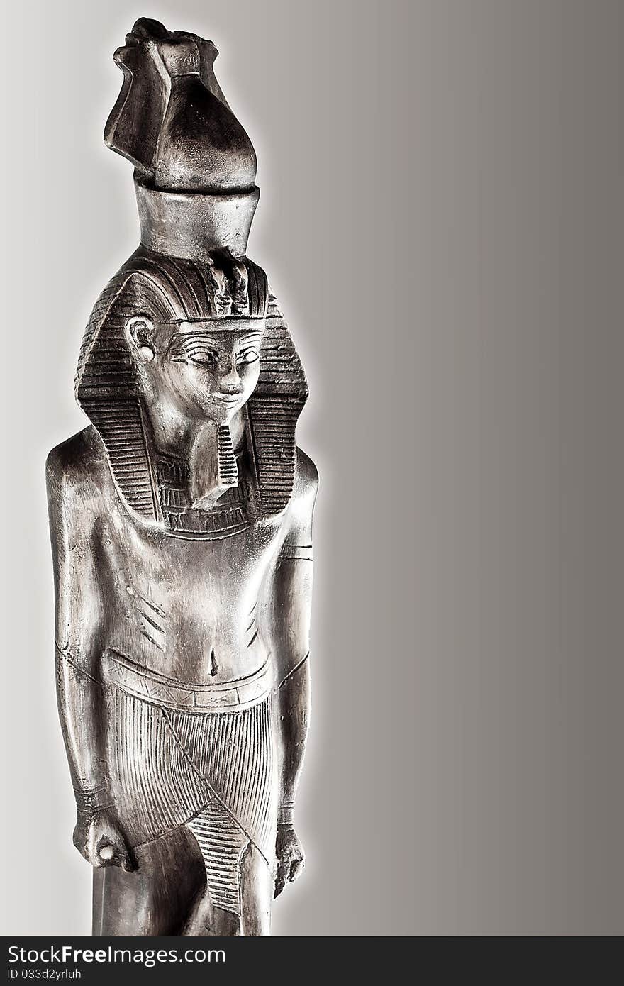 Pharaoh Ramses, king of Egypt on silver background