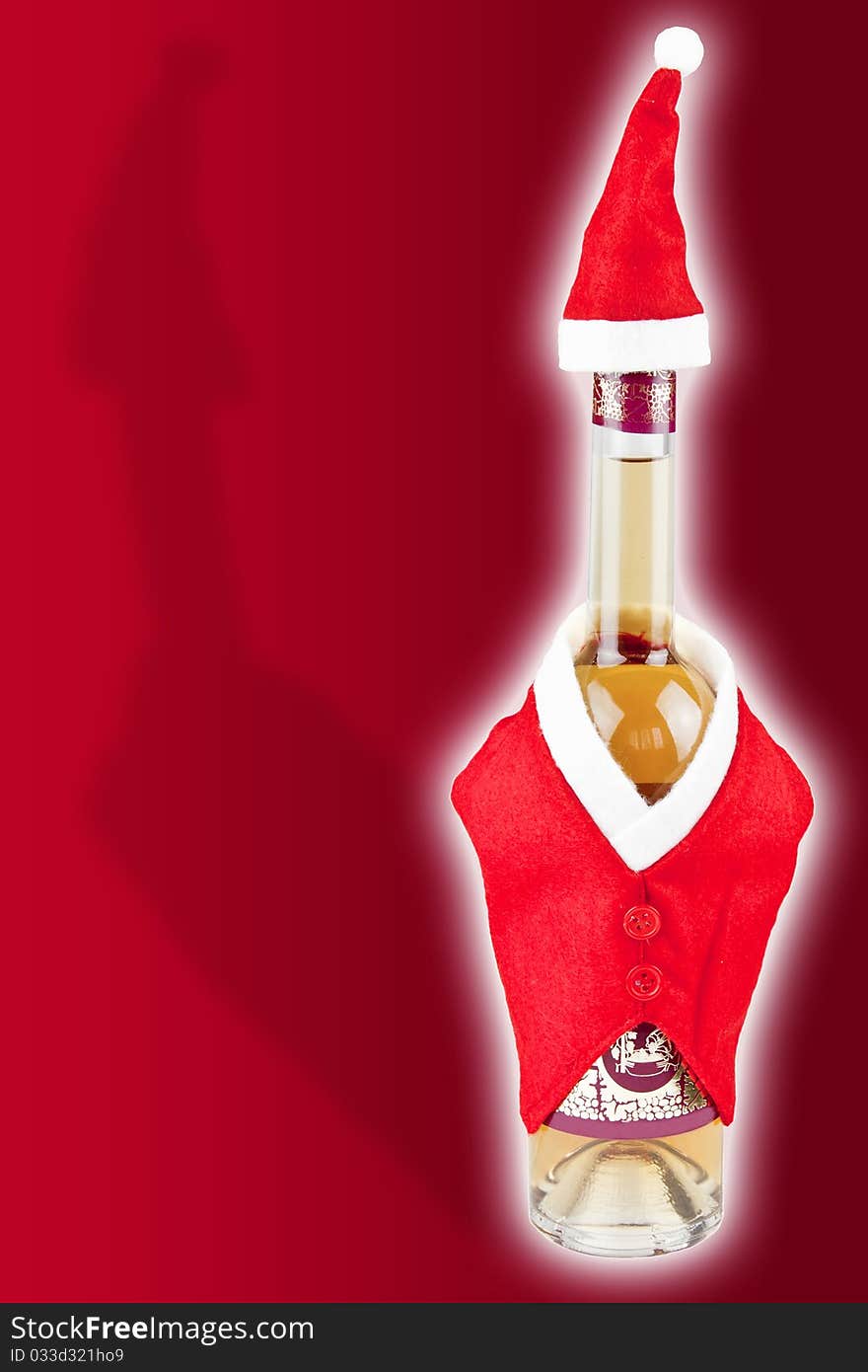 Wine bottle with christmas cover