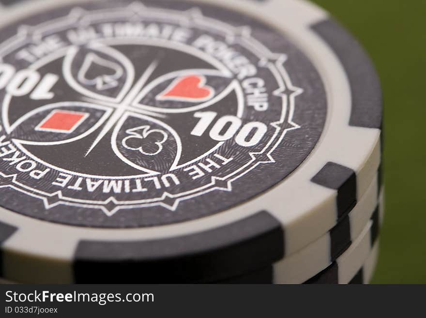 Close-up of a pile of poker chips