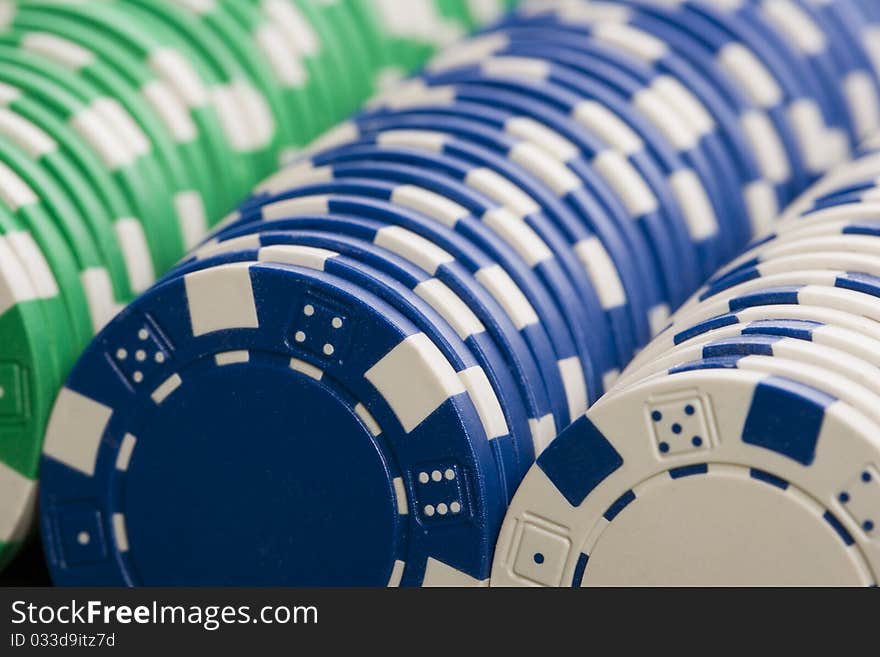 Close-up of a pile of poker chips