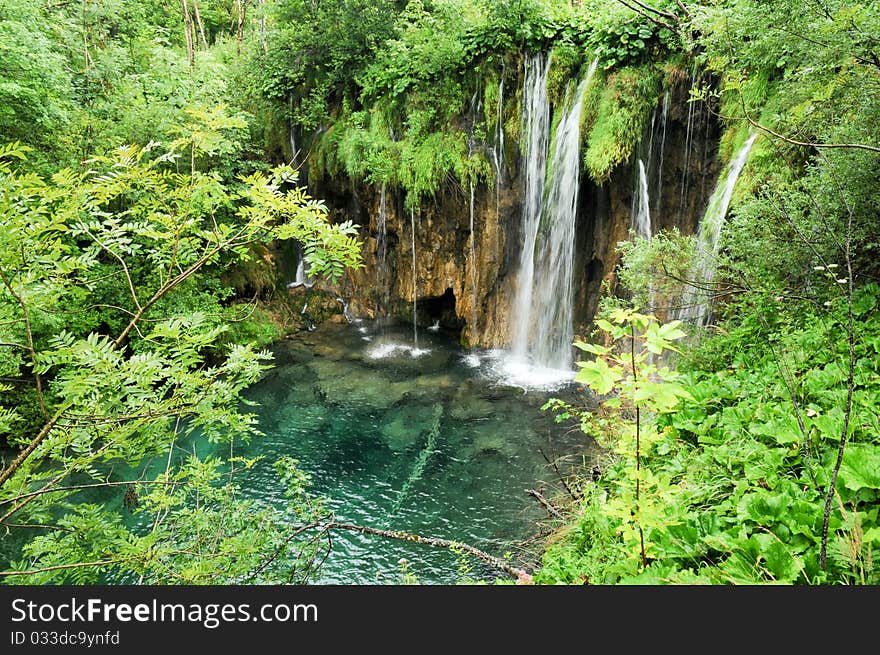 A waterfall in Plitwicke Jezera in Croatia