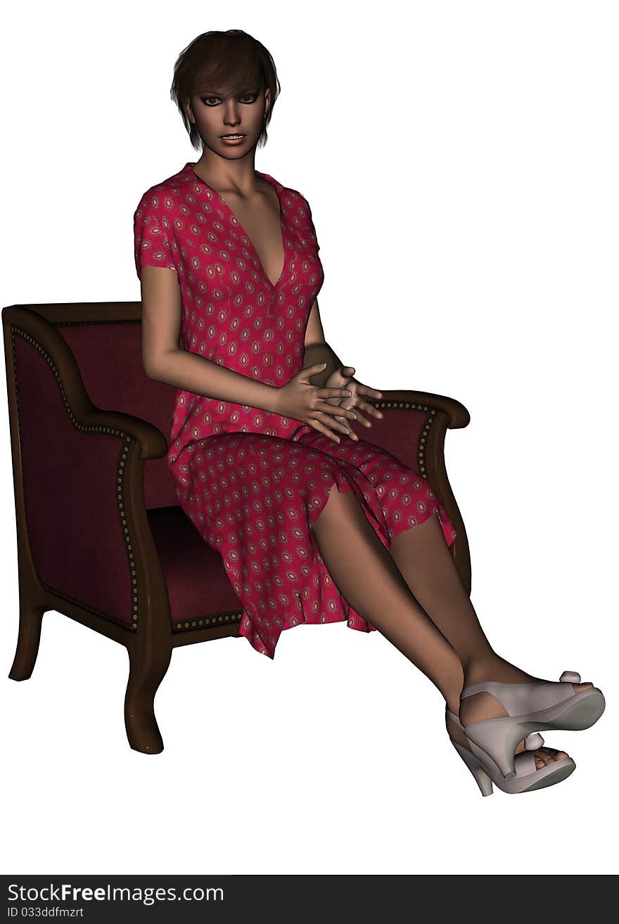 3D Render Woman in Conversation