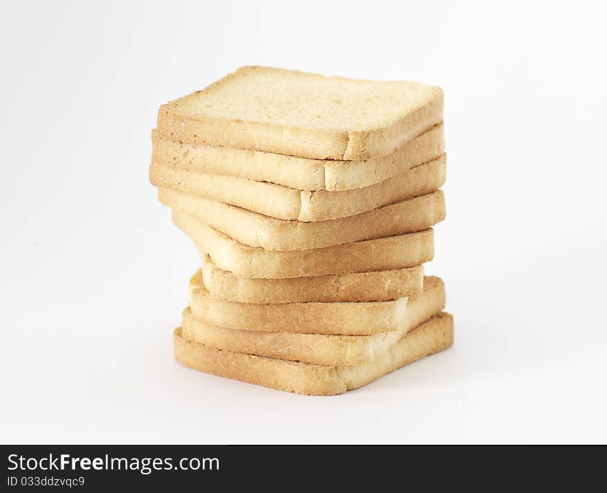 A tower made of toast bread. A tower made of toast bread