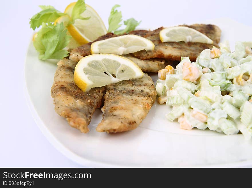 Fried Fish With Side Salad