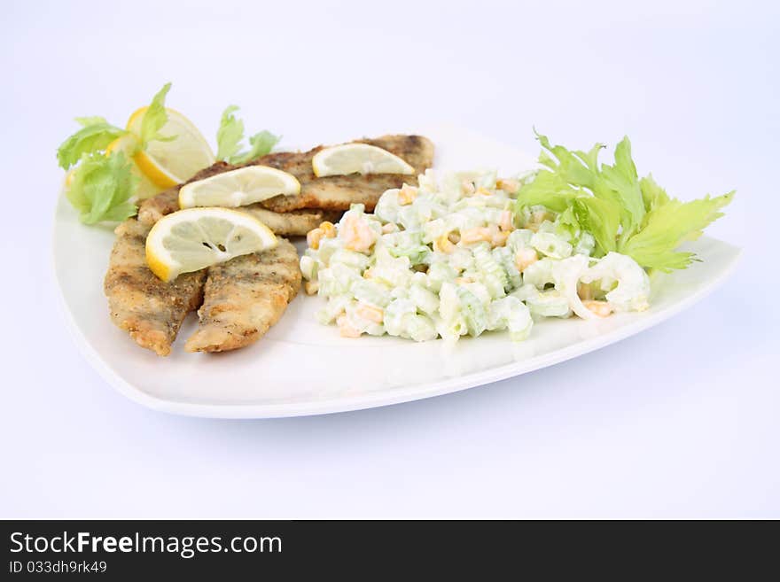 Fried Fish With Side Salad