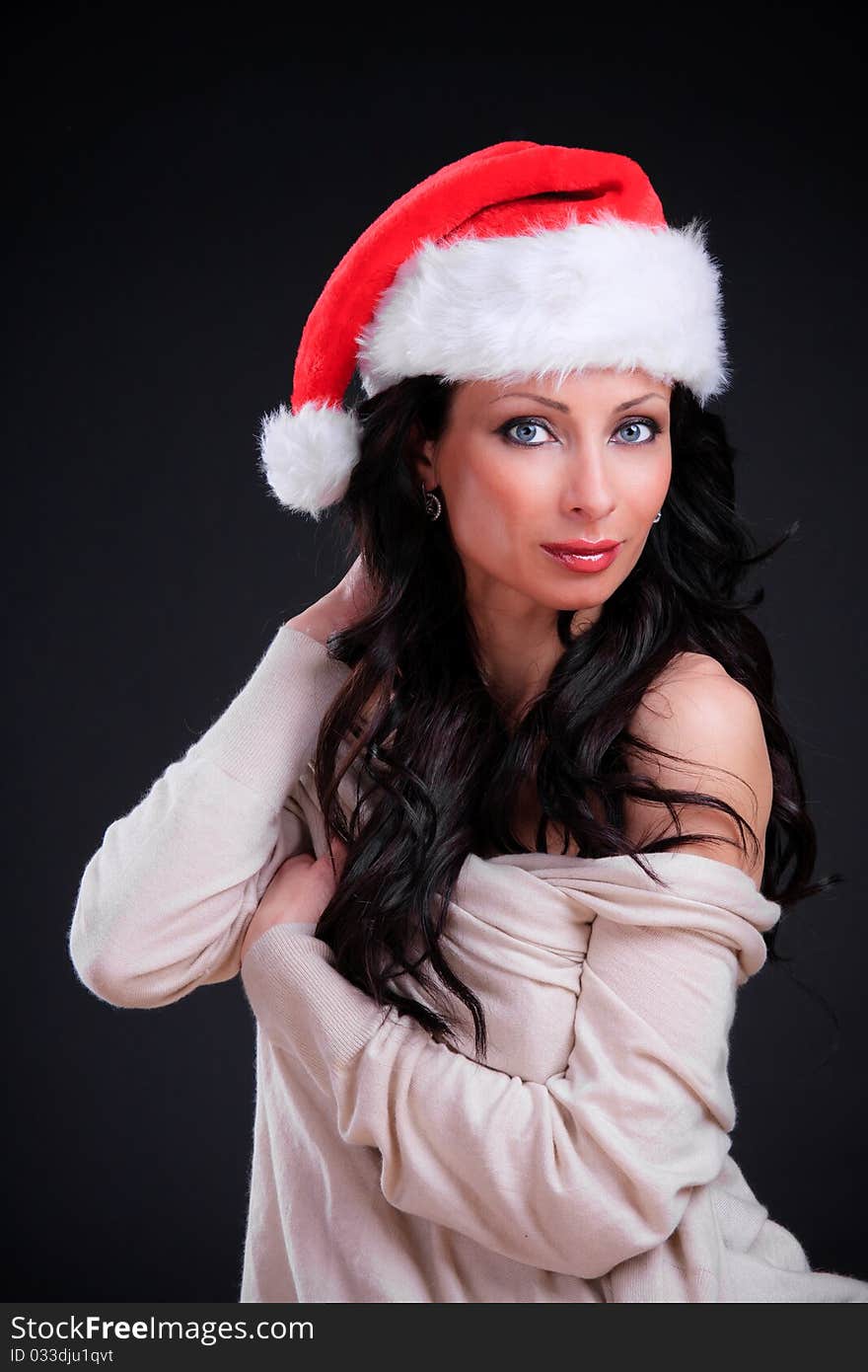 Christmas girl in the Santa Claus hat