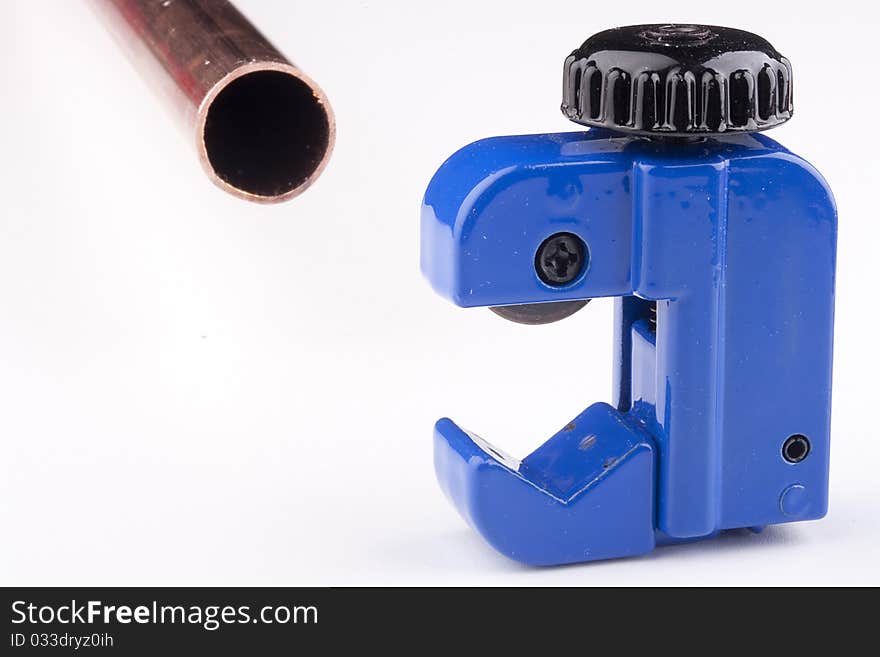 Special device for cutting water pipes blue. Special device for cutting water pipes blue.