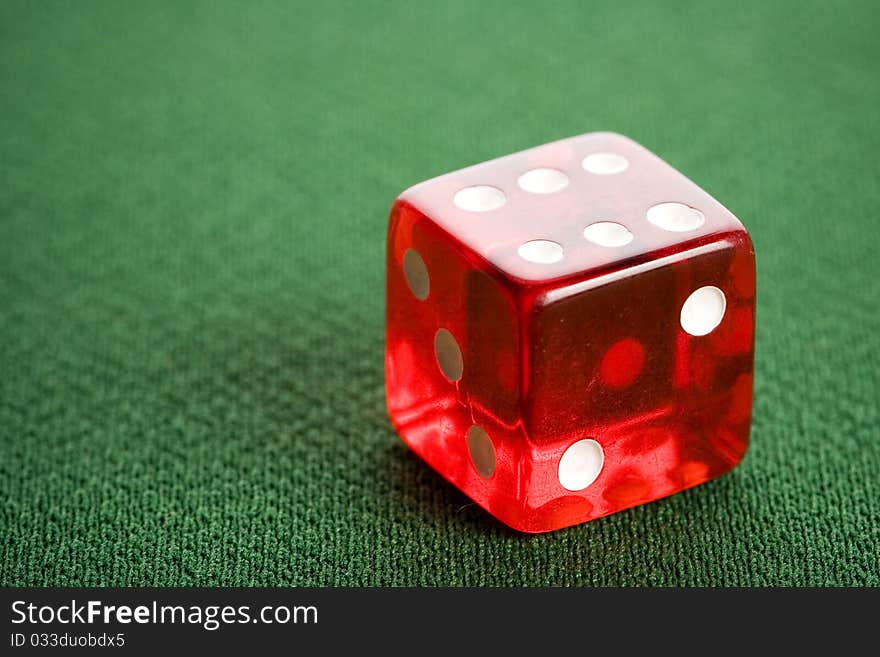 Close-up of red casino dice