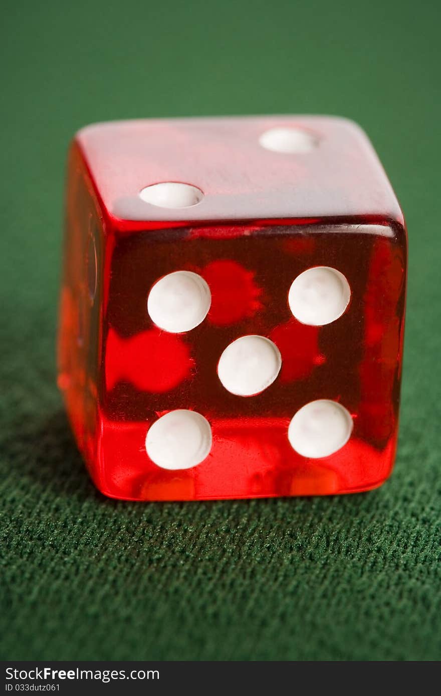 Close-up of red casino dice