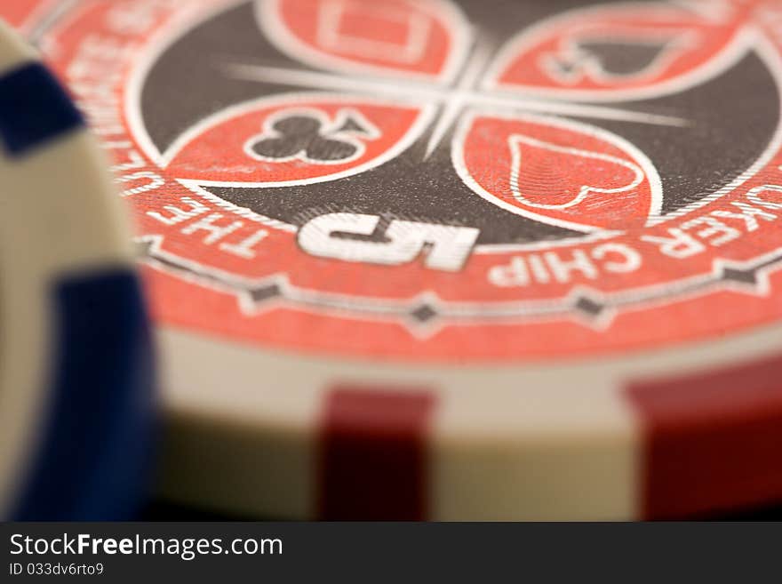 Close-up of a pile of poker chips