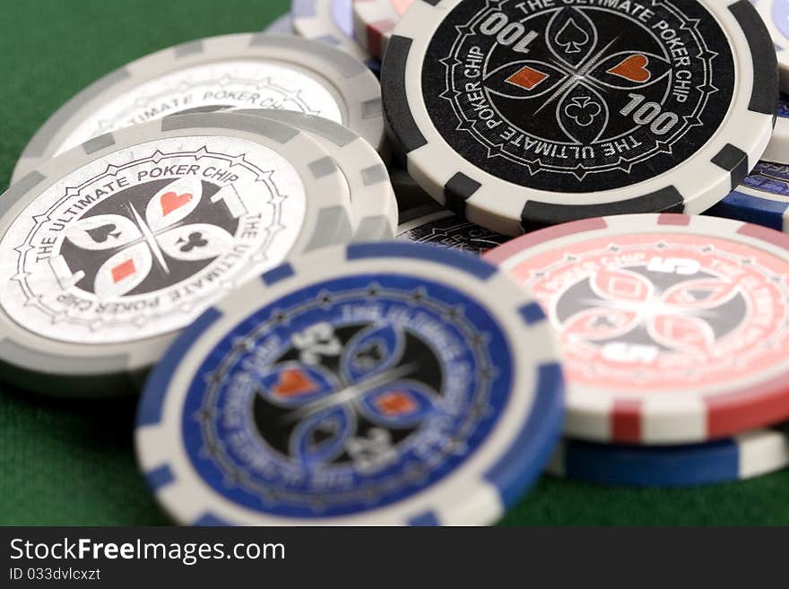 Close-up of a pile of poker chips