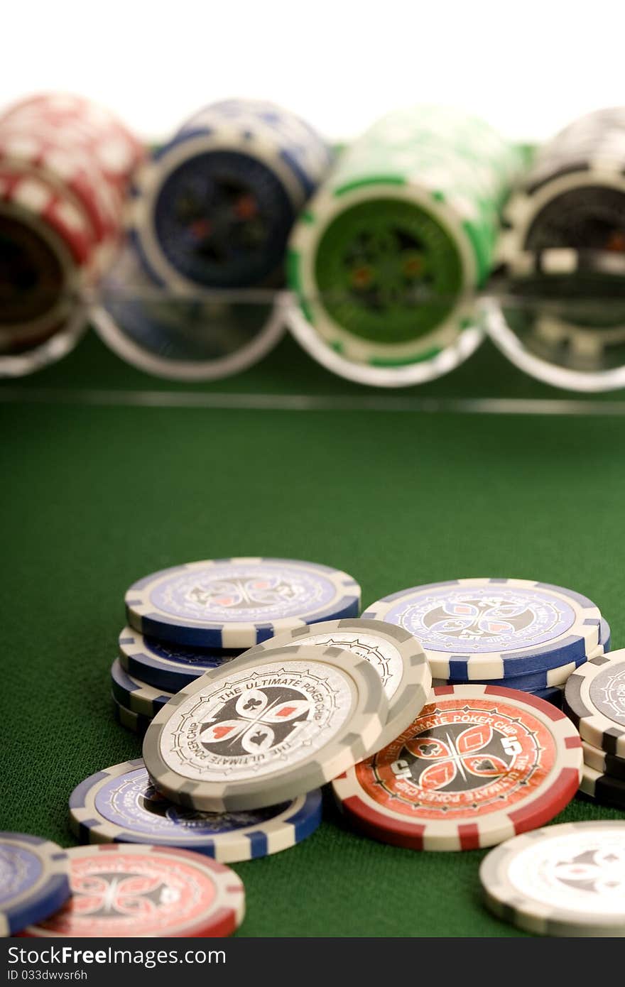 Close-up of a pile of poker chips