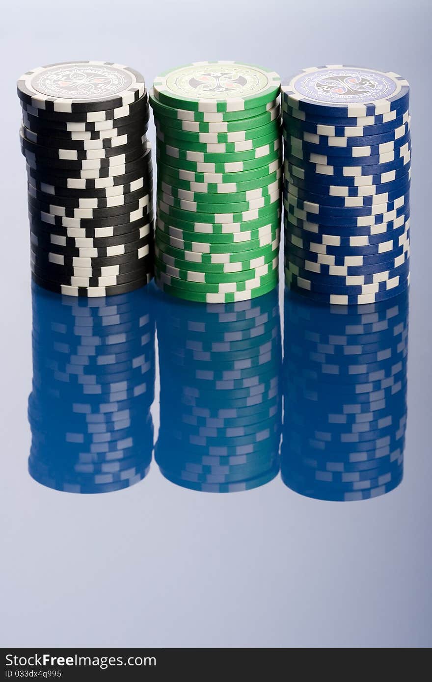 Close-up of a pile of poker chips