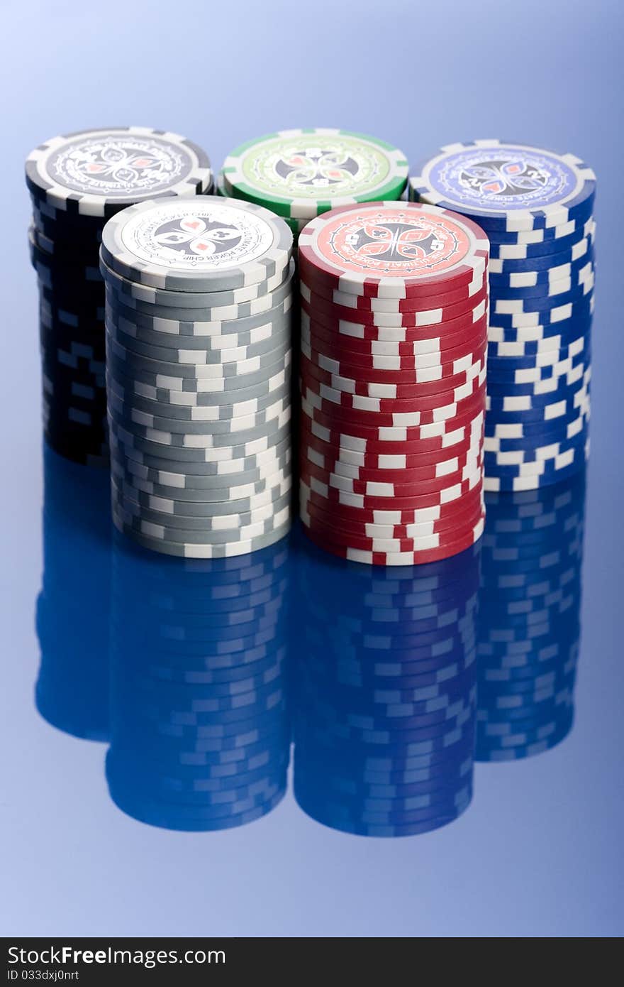 Close-up of a pile of poker chips