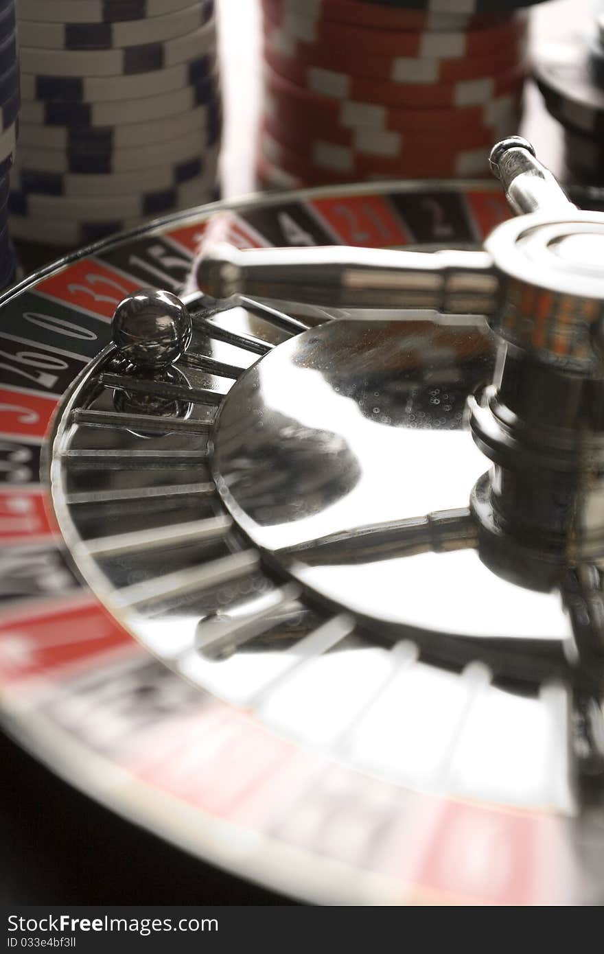 Close-up of Roulette on green background