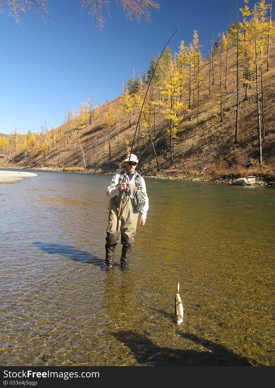 Fishing - fisherman catched big fish