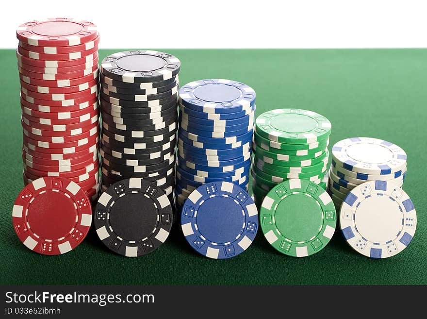 Close-up of a pile of poker chips