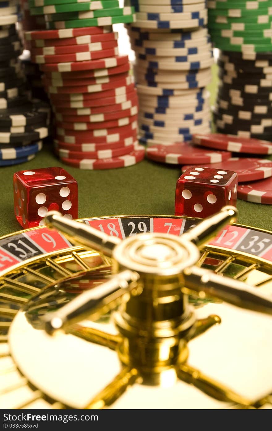 Close-up of red casino dice