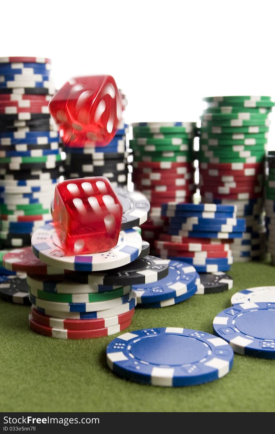 Close-up of a pile of poker chips