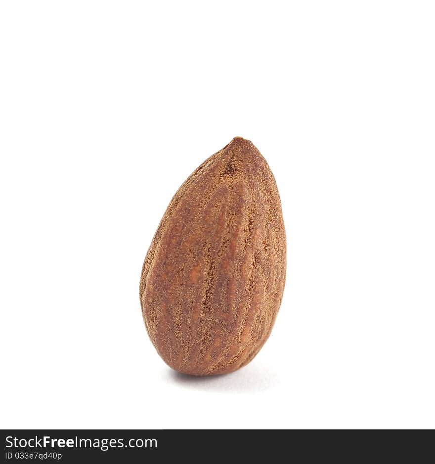 Almonds on a white background