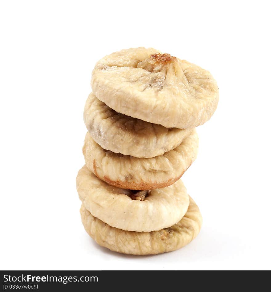 Dry figs on white background