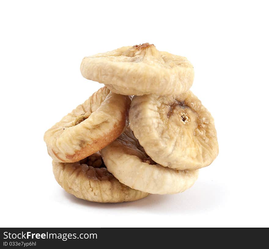 Dry figs on white background